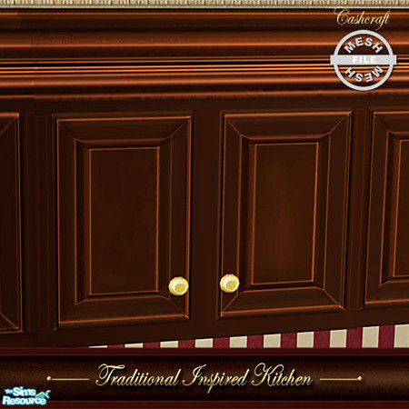 Sims 2 — Traditional Inspired Kitchen - Cabinet 01 Mesh by Cashcraft — A traditional kitchen with a vintage flair and