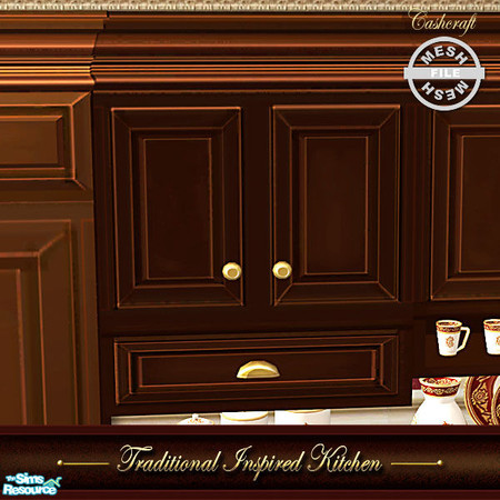 Sims 2 — Traditional Inspired Kitchen - Cabinet 02 Mesh by Cashcraft — A traditional kitchen with a vintage flair and