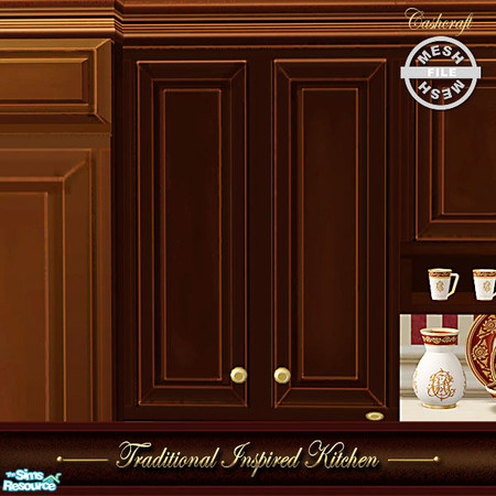 Sims 2 — Traditional Inspired Kitchen - Cabinet 04 Mesh by Cashcraft — A traditional kitchen with a vintage flair and