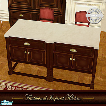 Sims 2 — Traditional Inspired Kitchen - Island Mesh by Cashcraft — A traditional kitchen with a vintage flair and spicy