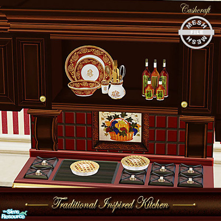 Sims 2 — Traditional Inspired Kitchen - Stove Hood Mesh by Cashcraft — A traditional kitchen with a vintage flair and