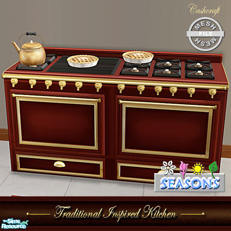 Sims 2 — Traditional Inspired Kitchen - Stove Seasons Mesh by Cashcraft — A traditional kitchen with a vintage flair and
