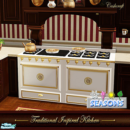 Sims 2 — Traditional Inspired Kitchen - Stove Seasons White Recol by Cashcraft — A traditional kitchen with a vintage