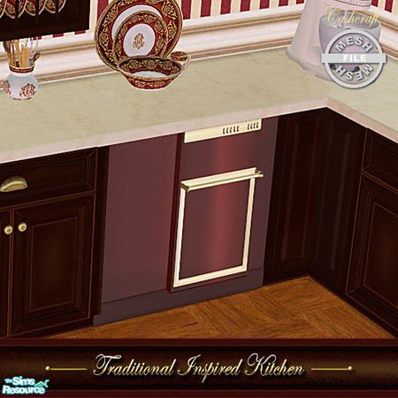 Sims 2 — Traditional Inspired Kitchen - Trashcompactor Mesh by Cashcraft — A traditional kitchen with a vintage flair and