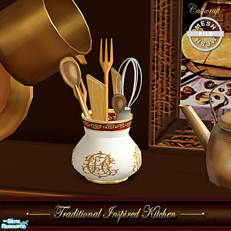 Sims 2 — Traditional Inspired Kitchen - Utensils Mesh by Cashcraft — A traditional kitchen with a vintage flair and spicy