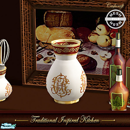 Sims 2 — Traditional Inspired Kitchen - Vase Mesh by Cashcraft — A traditional kitchen with a vintage flair and spicy red