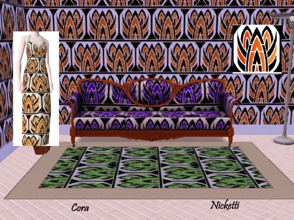 Sims 3 — Cora by nicketti — Art deco Egyptian lotus flower, abstract, 3 colors, TSRAA yes