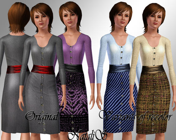 Sims 3 — NataliS knit dress 001 by Natalis — Knit casual dresses. Two channels for recolor top and a bottom of a dress