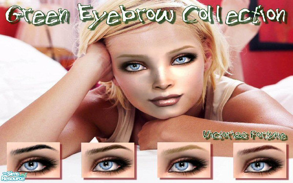 Sims 2 — VF Green Eyebrow Collection by fortunecookie1 — Here are four new eyebrows inspired by the whole