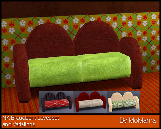 Sims 3 — NK Broadbent Loveseat by MoMama — A comfy loveseat with a bit of personality. By MoMama.