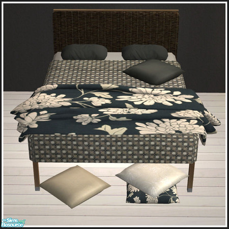 Sims 2 — Cosy sleeping black & beige by mirake — Set composed by a bedding, 4 recolors of AnoeskaB\'s stackable