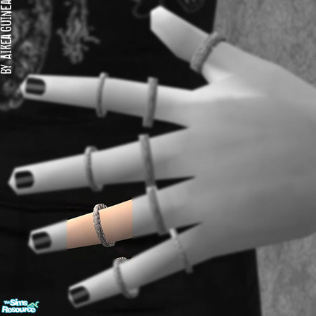 Sims 2 — Layerable Silver Ring - Left 3 Lower by aikea_guinea — Ring works for both males and females, will stay on in