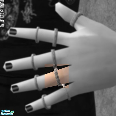 Sims 2 — Layerable Silver Ring - Left 3 Lower by aikea_guinea — Ring works for both males and females, will stay on in