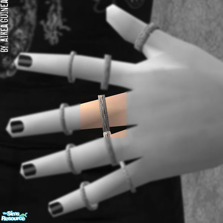 Sims 2 — Layerable Silver Ring - Left 2 Lower by aikea_guinea — Ring works for both males and females, will stay on in