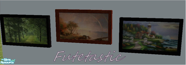 Sims 2 — Nature Artwork by Futetastic — These painting's feature rainbows, lighthouses, and enchanted forests.
