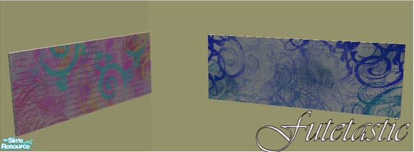 Sims 2 — Swirly Paintings by Futetastic — These paintings are from my new "Line" of swirly items. Recolored