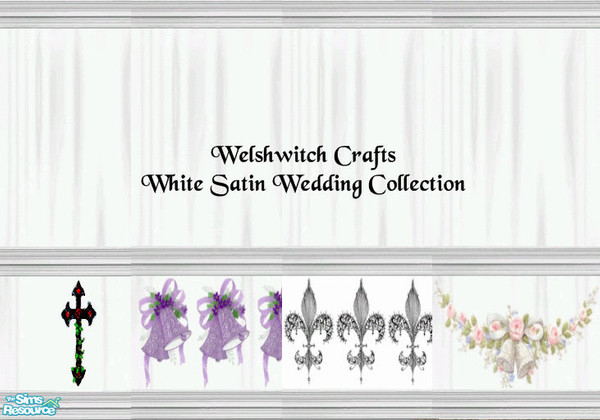 Sims 2 — White Satin Wedding Collection 4 by WelshWitch — 4 Sets of Wedding design wallpapers using my white satin wall