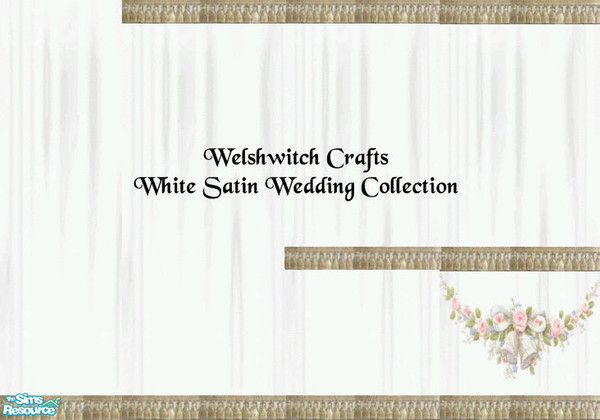 Sims 2 — White Satin Wedding Collection 3 by WelshWitch — Gold set. 4 Sets of Wedding design wallpapers using my white