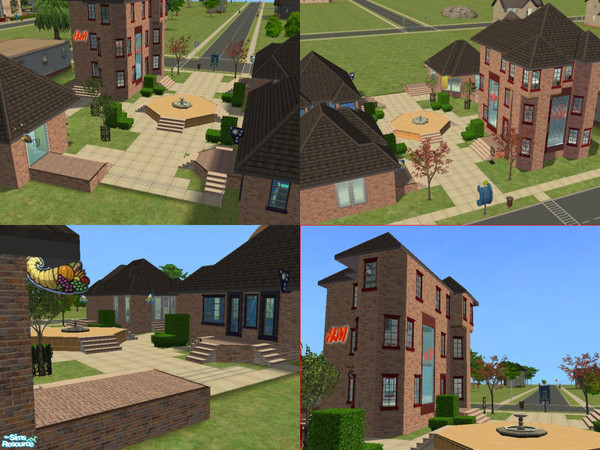 Sims 2 — Shop Complex of Everything by poke_m — Anything you could possibly need - four shops will fulfill any wish.