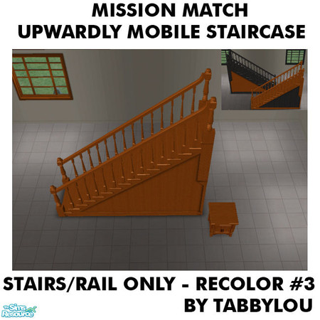 Sims 2 — TL - MM UpwardlyMobileStaircaseStairs Recolor03Wd by TabbyLou — My Recolor #3 Wood recolor of the Stairs/rails