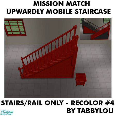 Sims 2 — TL - MM UpwardlyMobileStaircaseStairs Recolor04Wd by TabbyLou — My Recolor #4 Wood recolor of the Stairs/rails