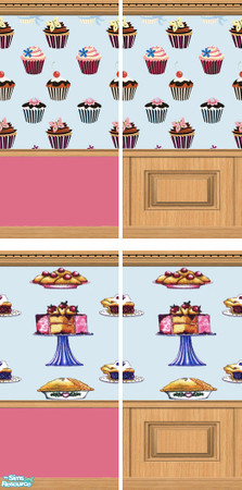 Sims 2 — Bakery Wallpaper Set by Grammy_Moon — 4 bakery themed walls