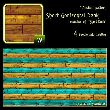 Sims 3 — Short Deck (horizontal) by Semitone — The remake of my Short Deck. Now you can recolor 4 palettes and make more