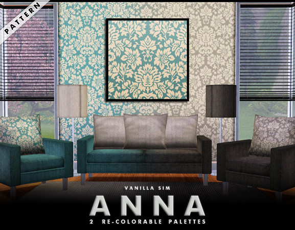 Sims 3 — Anna by Vanilla Sim — Soft seafoam demask giving you sophistication in design