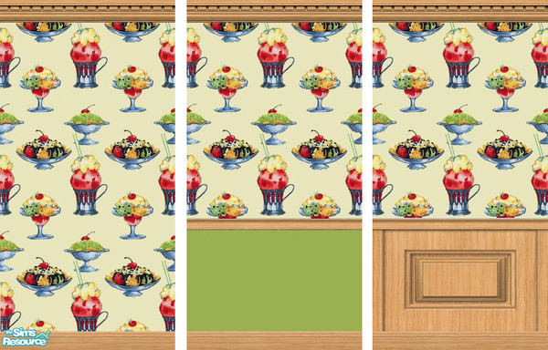 Sims 2 — Ice Cream Parlor Wallpaper Set by Grammy_Moon — Wallpapers suitable for an ice cream shop.