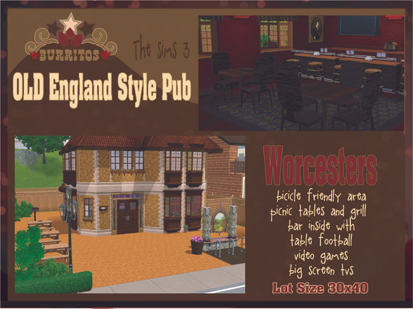 Sims 3 —   Worcesters Pub by teranmiriam —  Old England style pub