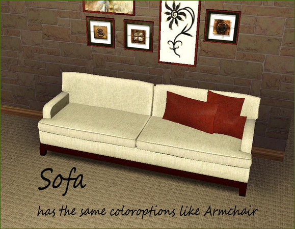 Sims 3 — PBLiving Sofa by ShinoKCR — Sofa - 3 Coloroptions matching Armchair