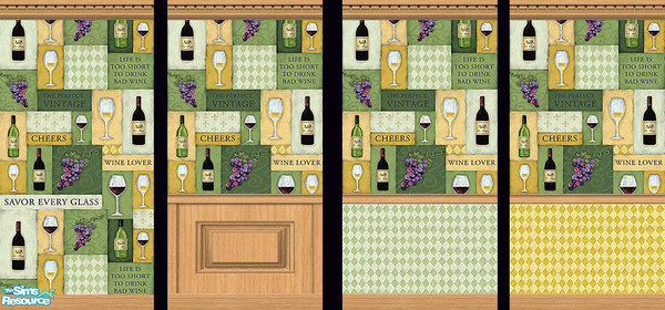 Sims 2 — Wine Lover Wallpaper Set by Grammy_Moon — Wine themed wallpaper great for the home or a community lot.