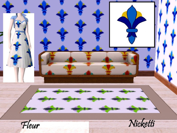 Sims 3 — Fleur by nicketti — Art deco fleur de lis french pattern inspired by WA EP, large spacious, theme, 3 colors,