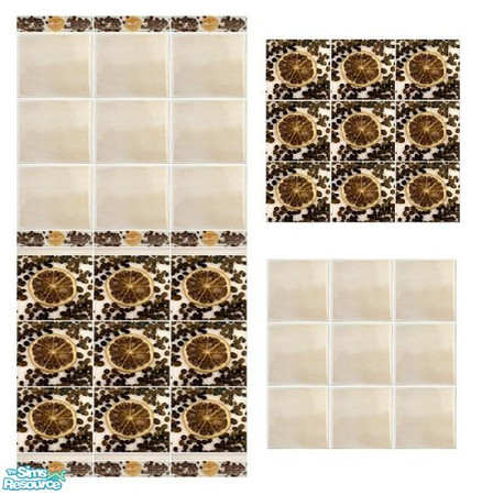 Sims 2 — Lemon Slice tiles by Mekhi — Tiled wall and two matching floors. Enjoy!