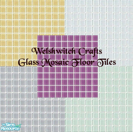 Sims 2 — Glass Mosaic Tile Set by WelshWitch — Set of 5 transluscent glass tiles.