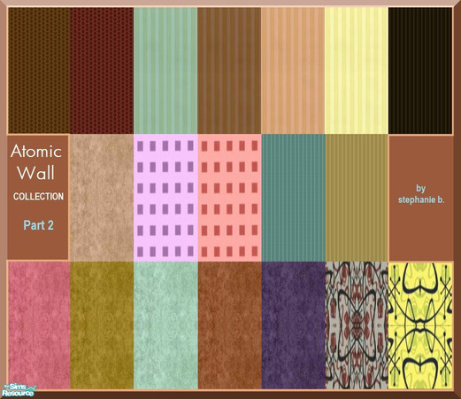 Sims 2 — Atomic Wall Collection (Part 2) by stephanie_b. — This set of 19 walls is 1 of 2 sets created to accent the