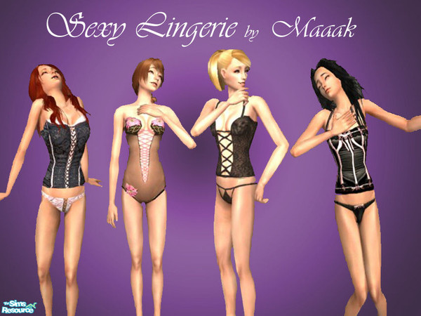 Sims 2 — Sexy Lingeries by Maaak — This set includes 4 different lingeries. No mesh needed!