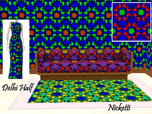 Sims 3 — Delhi Half by nicketti — Ethnic pattern inspired by art on a temple in India, abstract, 3 colors, TSRAA yes