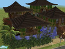 Sims 2 — Fijian China by shivanjani — the rooms are built on stilts on a small pond. each room has a seperate house