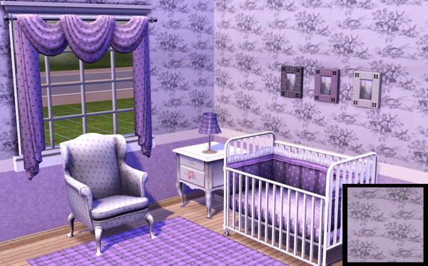 Sims 3 — Bunny toile by lreveles18 — vintage toile du jouy with bunnies pattern