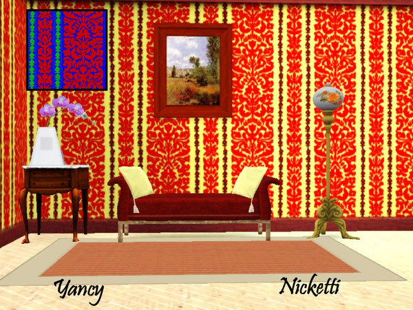 Sims 3 — Yancy by nicketti — Damask inspired vertical stripe pattern, fabric, 3 colors, TSRAA yes 