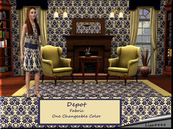Sims 3 — Depot by lisa9999 — Blue floral. One changeable color. Lisa9999