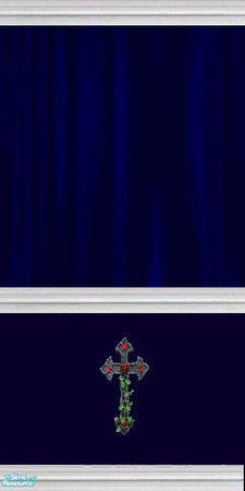 Sims 2 — Deep Blue Satin Set - Individual Item by WelshWitch — Deep Blue Satin Wallpaper 4 Cross