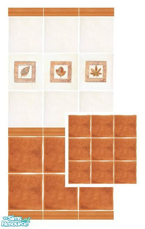 Sims 2 — Autumn tiles by Mekhi — A set of elegant tiled wall and floor with autumn leaves pattern. Enjoy!