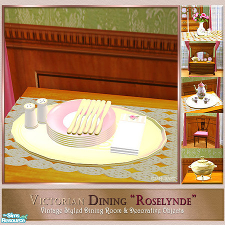 Sims 2 — Roselynde - Dinnerplates Recol by Cashcraft — The "Roselynde" is a Victorian inspired dining room set.