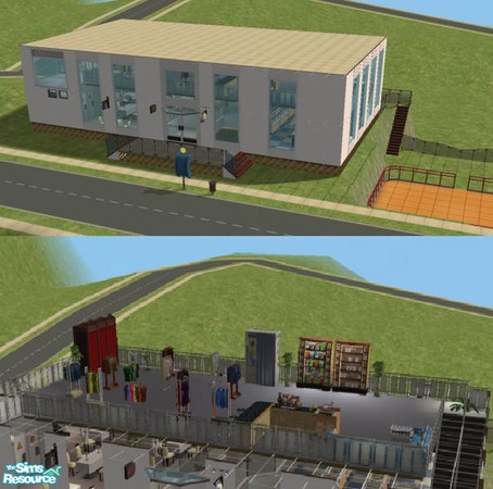 Sims 2 — The One Stop Shop by Zlotyl — This is my first lot. It is a community lot with a clothing section, restaurant,
