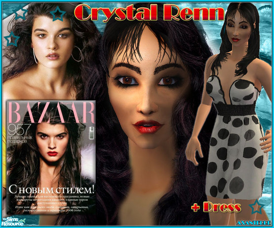 Sims 2 — Crystal Renn by Axanterre — The famous model. Custom content included: blush, lips, liner, eyeshadow, facemask,