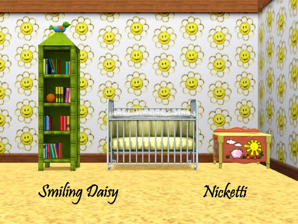 Sims 3 — Smiling Daisy by nicketti — Fun kids pattern, don't worry be happy, themed, 3 colors, TSRAA yes