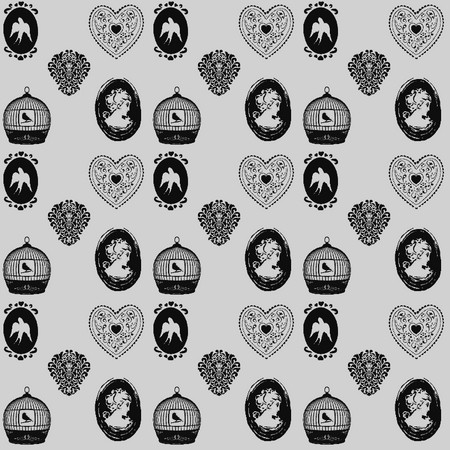 Sims 3 — Cameo Collage Pattern by ahundley — A whimsical combination of beautiful cameos, damask, gilded hearts and