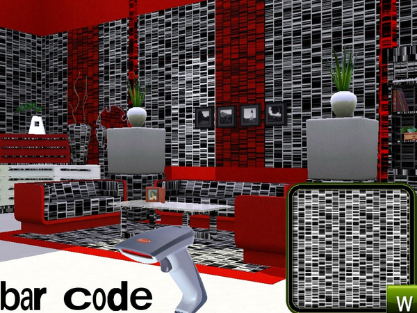 Sims 3 — Modern Bar Code Pattern by MrDenue — Ultramodern bar code styled pattern. 2 channels for recolouring it as you